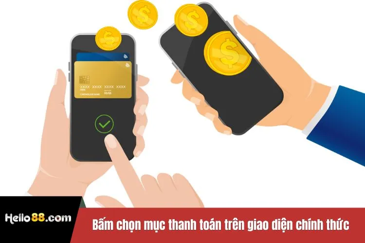 Bấm chọn mục thanh toán trên giao diện chính thức